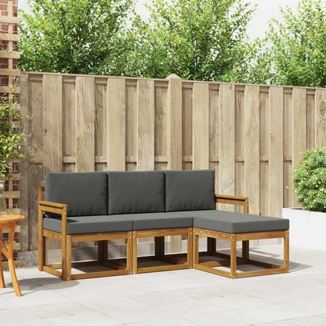 Outdoor-Sofagarnitur mit Kissen 4 pcs Natur und Anthrazit