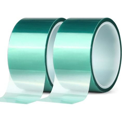 2 rouleaux Ruban de masquage en polyester haute température vert enduit en poudre PET Idéal pour peindre, anodiser les applications (50mm x 33 m) (1/4)
