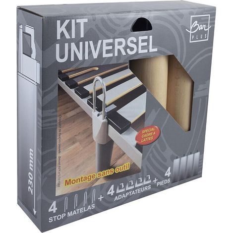 AUTRES Lot de 4 pieds de lit universels hêtre verni à fixer sur cadre Bar Plus, 6 x H. (1/4)