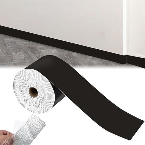 Plinthe souple autocollante - 10 cm x 5 m - Plinthe flexible autocollante - Noir (1/4)
