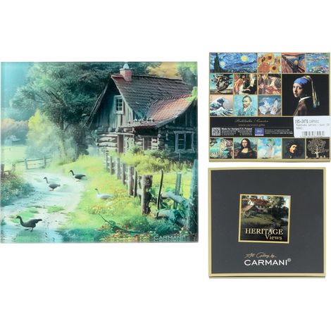 Sous-verre en verre SOUS la tasse Peinture de village paysan Coffret cadeau artistique