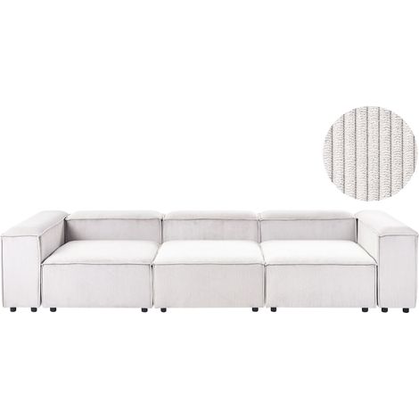 Modular Sofa Off White Cord Fabric Upholstered 3 Seater Black Legs Modern Living Room Couch ARDAL (1/5)