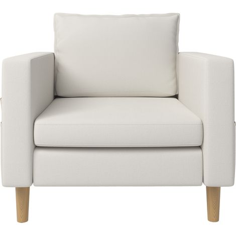 Sillón individual relax de cinilla beige con bolsillo lateral y cojín (1/5)