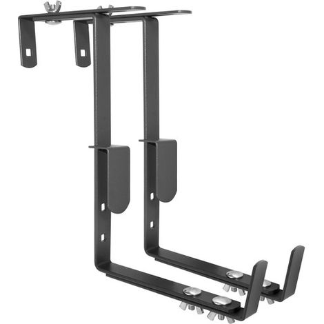 Lot de 2 supports réglables pour jardinière anthracite – Fixations extensibles 16 à 26 cm – Acier époxy résistant au gel et UV – Pattes de sécurité – Louis Moulin