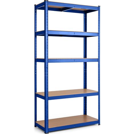 Costway – Etagère de rangement métallique 5 niveaux – Charge 130 kg par niveau – Dimensions 30 x 75 x 150 cm – Pour garage et abri de jardin – Bleu (1/5)