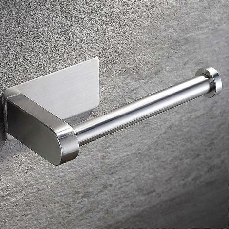 Porte-papier toilette sans trou, en acier inoxydable, auto-adhésif, pour rouleau de papier toilette. (1/5)