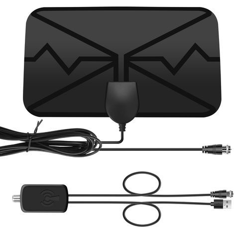 Antenne TV HD, 3 mètres, antenne intérieure pour TV, antenne TV numérique avec amplificateur de signal, amplificateur de signal d'antenne pour tous les téléviseurs conventionnels et HD, compatible 4K (1/5)