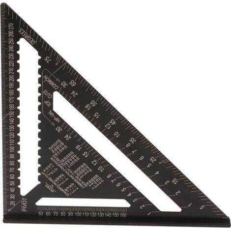 ALLIANDISRègle de triangle de pouce métrique de 12 pouces règle d'angle droit de 90 degrés règle de mesure de travail du bois d'alliage d'aluminium (1/5)