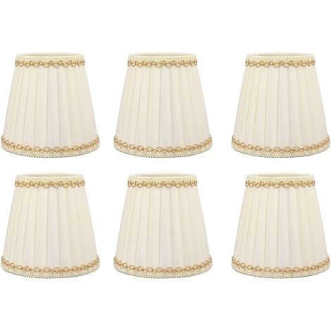 Lot de 6 petits abat-jours en tissu – Installation à clipser – Dimensions 9x14x13cm – Pour ampoules E14 – Style moderne pour bureau et salon (1/5)