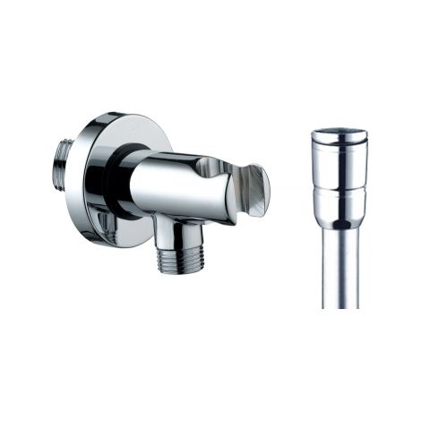 Supporto doccia con arresto acqua + flessibile ottone cromo
