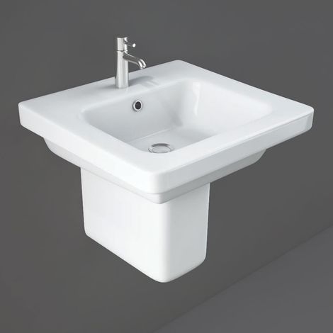 RAK Resort Wash Basin and Semi Pedestal 550mm Wide - 1 Tap Hole (1/2)