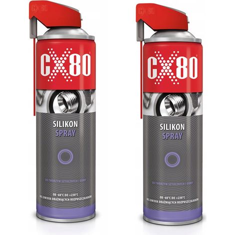 CX80 DUO SPRAY Silicona para juntas de goma, plásticos y bañeras 500 ml x 2 (1/2)