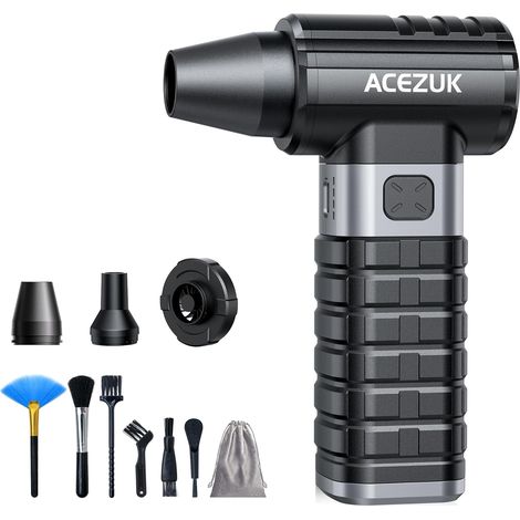 Souffleur Air Comprimé 300000TR/Min, Dépoussiérant Puissant Électrique avec 10500mAh Batterie, Souffleur PC à 4 Vitesses, Bombe Air Sec pour Voiture, Kit de Nettoyage de Clavier d'Aspirateur