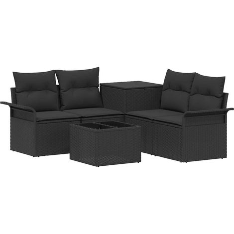 Maison Exclusive - Set di divani 6 pz 4-Numero di posti Nero (1/5)
