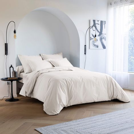 Housse de couette coton percale Écru 240x220 - SOMEO - MORPHEE