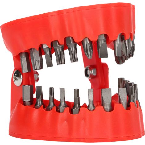 Magnetischer Bohrerhalter für Zahnprothesen, Edelstahl, mit 28 Bohrern, Heimwerkerzubehör, Rot (1/5)