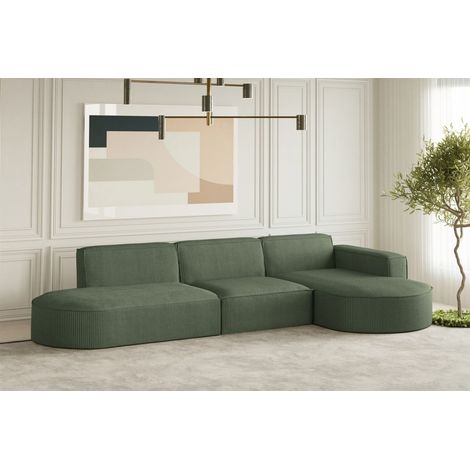 Ecksofa Designersofa PALMA in Stoff Scala Forest Ottomane Rechts (1/3)