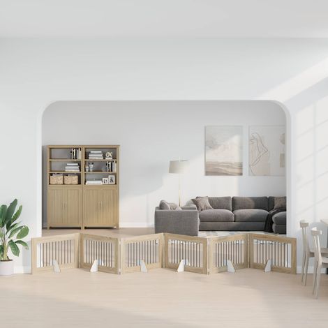 vidaXL Cancello per cani pieghevole con supporti 6 pz Rovere (1/5)