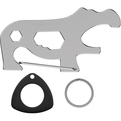 Outil multifonction Skyfox EDC avec mousqueton, étui AirTag, attache pour sac à dos avec système anti-perte et clip à ouverture rapide, ouvre-bouteille, clés à rayons, clé hexagonale et tournevis. (1/5)