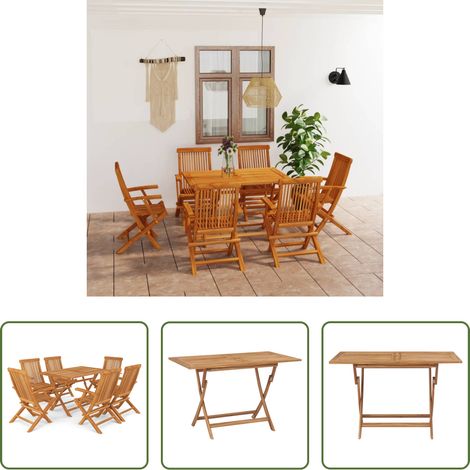 Table de jardin - Salon de jardin 7 pcs Bois de teck massif (1/5)