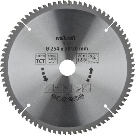 Wolfcraft Sägeblatt 254 mm für Kapp-Gehrungssäge 80 Zähne Kreissägeblatt