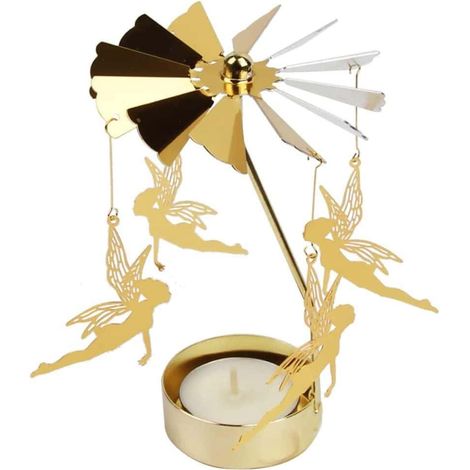 Porte-Bougies Tournants Angel Cierges Rotatifs Support Lumière Thé Carrousel Chandelle Décor Noël Mariage (1/5)