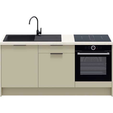 Meubles bas de cuisine - L. 185 cm - vert sauge - Luzia (1/5)