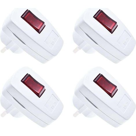 Fiche IP20 avec interrupteur, lot de 4 fiches de contact de protection fiche de contact de protection extra plate 250V (16A), blanc (1/3)