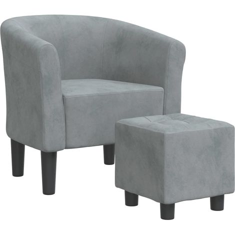 Chaise cabriolet avec repose-pied gris foncé velours (1/5)