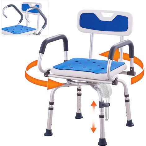 Chaise de Douche Pivotante à 360°, Siège de Douche Réglable avec Bras Pivotants, Siège de Baignoire Rotatif Antidérapant, Charge 180 kg, pour Personnes Âgées, Handicapées et Blessées, Bain (1/5)