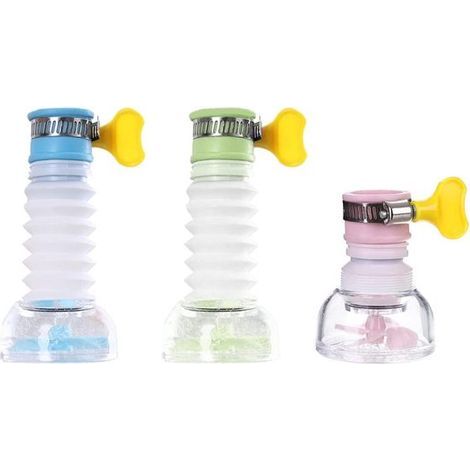 Robinet anti-éclaboussures 3 pièces - Économie d'eau - Convient aux robinets pliables de cuisine. salle de bain et douche (rose. vert. bleu) (1/5)
