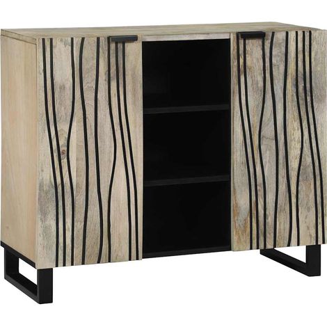 Sideboard Weiß 90 x 33 x 75 cm massives Mangoholz