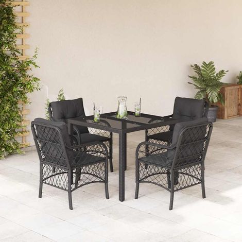 vidaXL Set de muebles jardín 5 pzas con cojines ratán sintético negro (1/5)