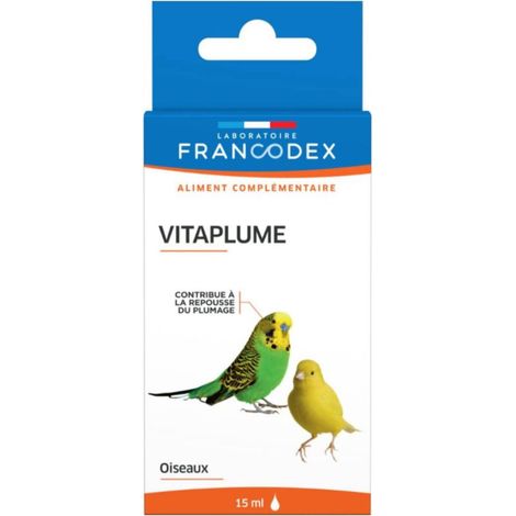 Vitaplume aliment complémentaire pour oiseaux, flacon 15 ml - Francodex (1/4)