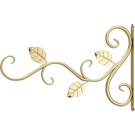 1 Support mural en fer, motif feuille dorée, design flexible, pour suspension de plantes, décoration intérieure (1/5)