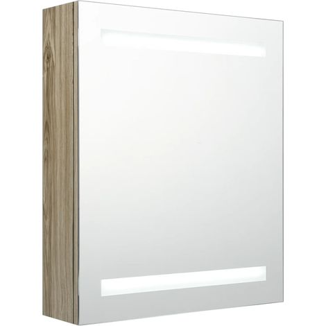 Armoire de salle de bain à miroir LED Chêne 50x14x60 (1/5)