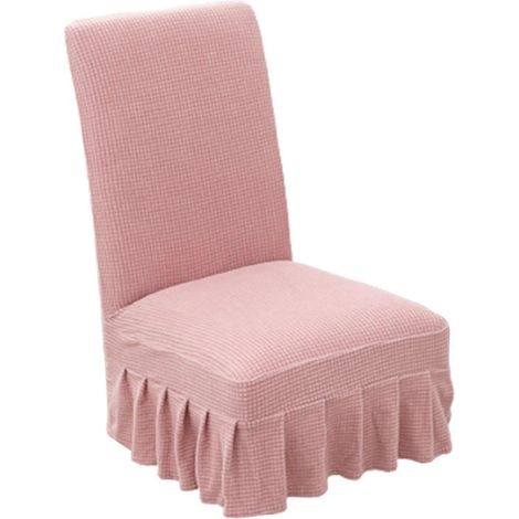 Housse de chaise en velours épais, extensible et anti-poussière, rose, idéale pour un usage domestique. (1/5)