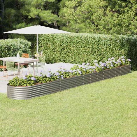 Jardinière - Balconnière à fleurs Acier enduit de poudre 620x80x36cm Argenté BV729865 - BonneVie (1/5)