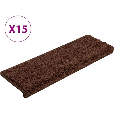 Maison Exclusive - Tappetini per scale 15 pz 65x21x4 cm Marrone Bordo rettangolare