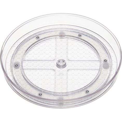 Plateau tournant - Lot de 2 - Plastique transparent - Rotation fluide - Cuisine et placards - 22,9 cm (1/5)