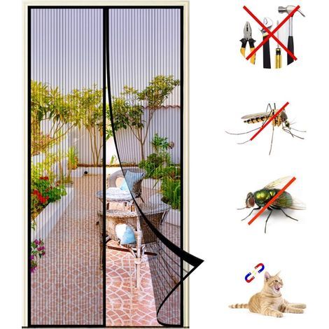 Moustiquaire de fenêtre Moustiquaire Porte Fenêtre Magnétique 140x220cm, Auto AdhéSif en Maille Chiffrement Moustiquaire, Anti Moustique Rideau Aimantée Fermeture Automatique, sans Perçage, P (1/5)