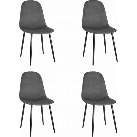 Chaise Valora COMO en velours gris foncé, design ergonomique x4 (1/5)
