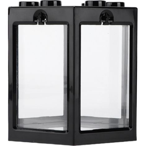 Petit aquarium portable superposable en forme d'hexagone, idéal pour la décoration de bureau (noir). (1/5)