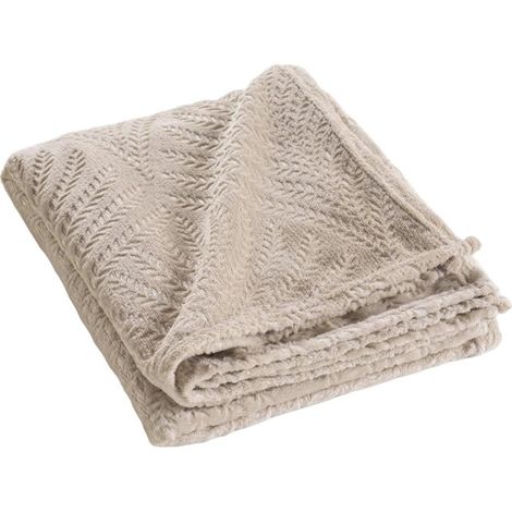 Plaid Uni en Flanelle "Nelia" 125x150cm Taupe (1/5)
