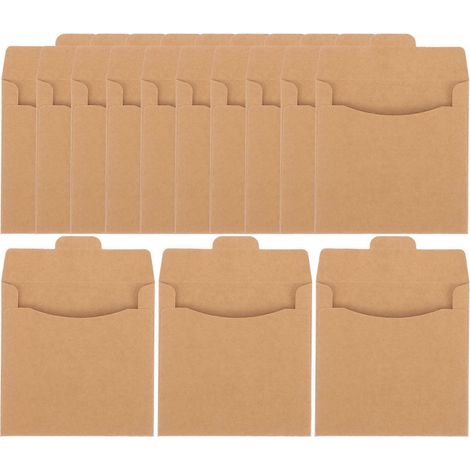 50 pochettes en papier kraft pour CD et DVD, sachets de rangement et enveloppes pour CD-15X12CM-Light Brown