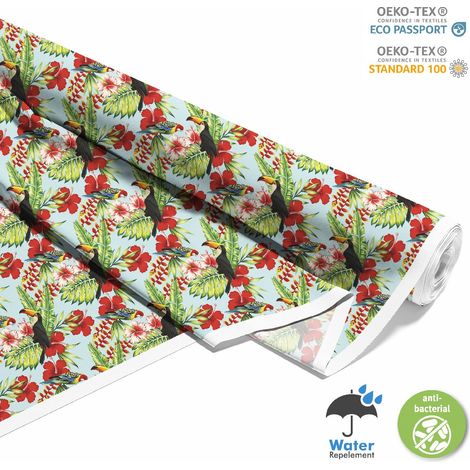 TESSUTI DECORATIVI PER ESTERNI OXFORD - Motivo Pappagalli e Tucano 2 I DX087 (1/5)