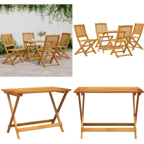 5-tlg. Garten-Essgruppe Klappbar Massivholz Akazie - Gartenmöbel - Essgruppe - Holzmöbel - Akazienholz - Gartentisch - Home & Living (1/5)