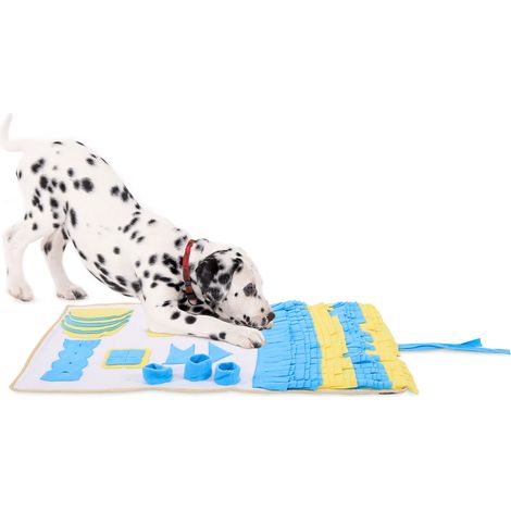 lionto Schnüffelteppich für Hunde, Intelligenzspielzeug & Futterspielmatte, rutschfest & pflegeleicht, 100x60 cm, gelb/blau