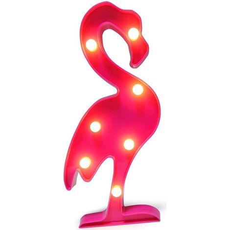 Flamingo Light - LED Marquee Sign - Wall Decor for Bedroom Living Room Office - Battery Powered - 7 Warm White LEDs - 1 Piece (1/5)