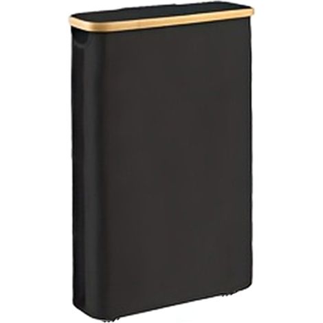Porte-papier toilette extra-large avec couvercle, support panier mince, noir.